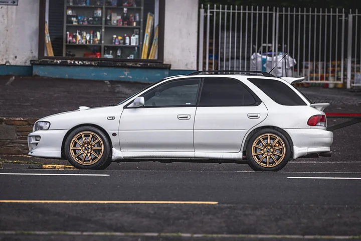 Barry Egan's white Subaru Impreza wagon