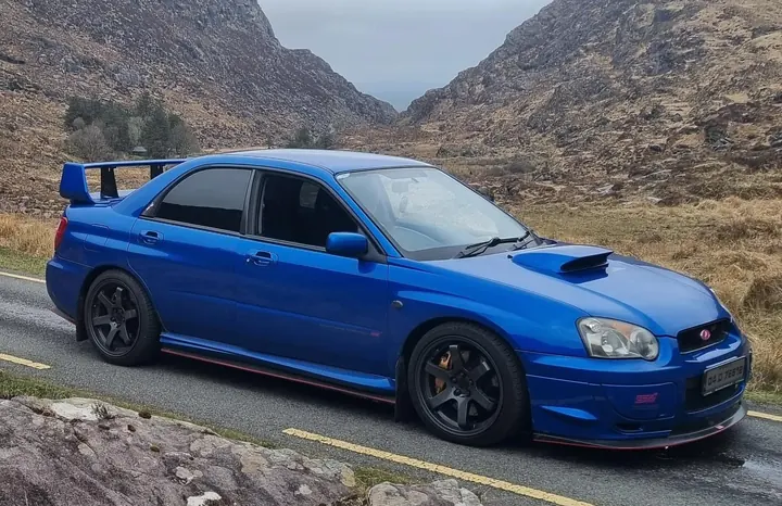 Eoin Mack's blue Subaru Impreza